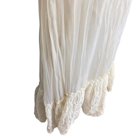 Vintage Prairie Cottagecore Victorian Bishio Sleeve Embroidered Ivory Dress XS - Picture 2 of 14